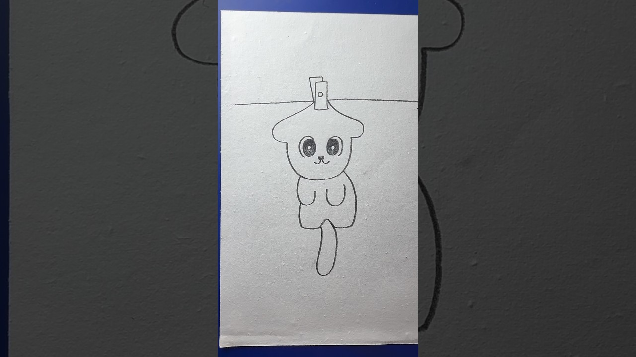 How to draw a hanging cat with pencil step by step for beginners