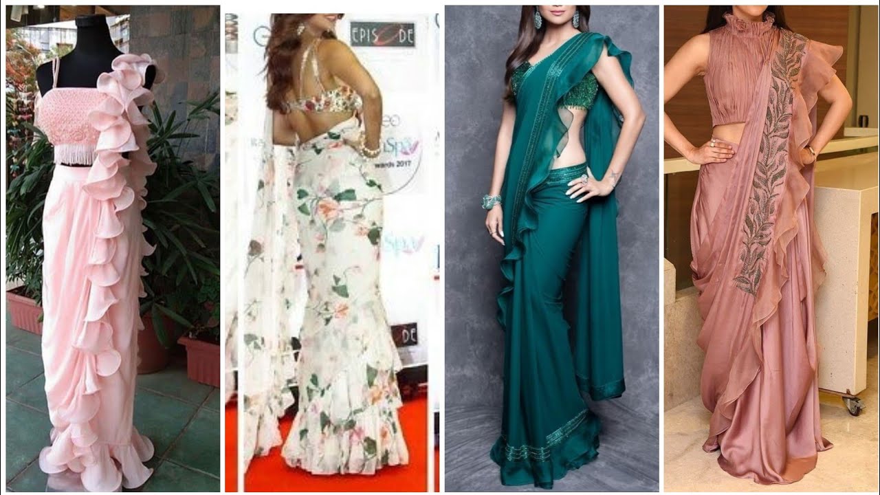 Latest Ruffle saree designs//Bollywood style ruffle sarees. Easy DIY/Drape sarees//2019