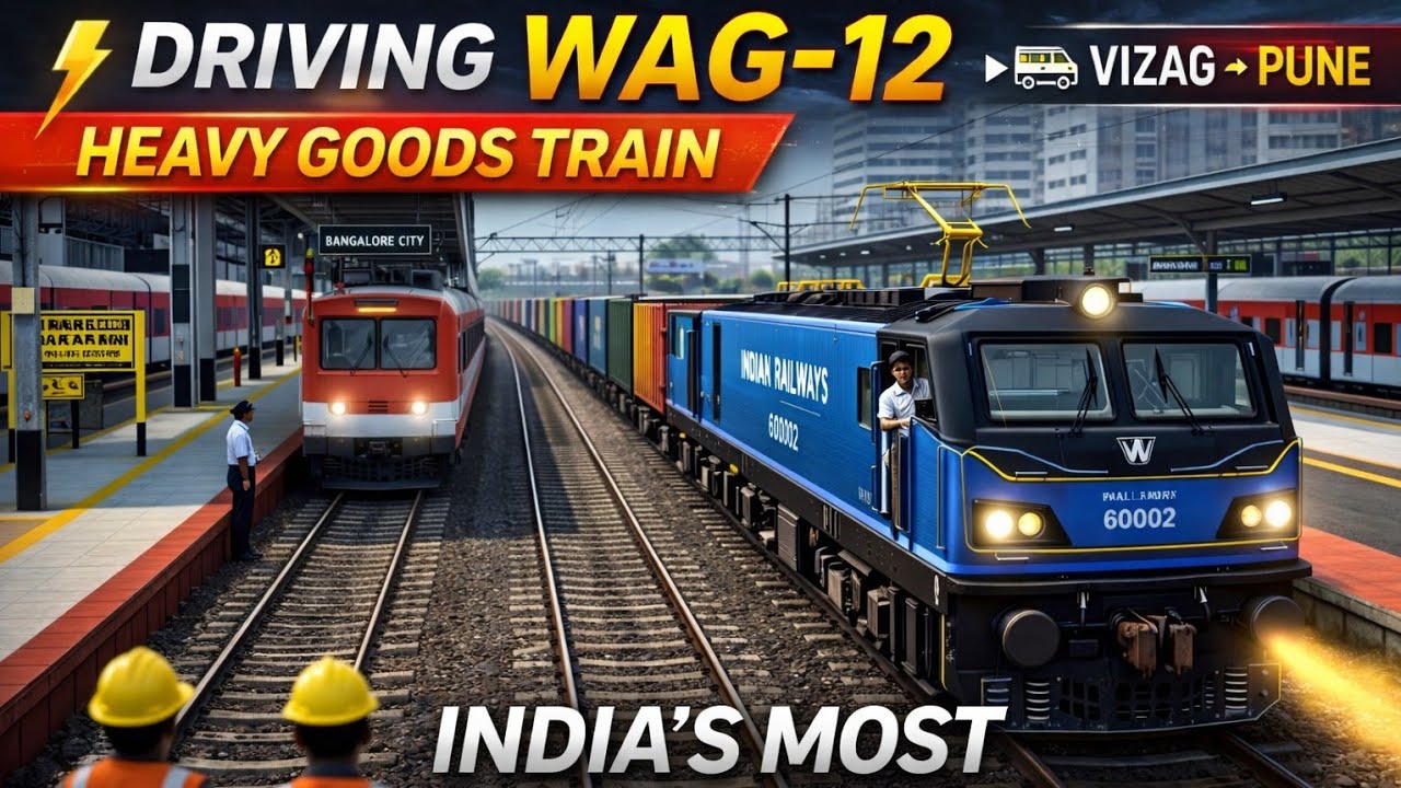 WAG-12 Heavy Goods Train Run 💪 | Visakhapatnam to Pune | India’s Most Powerful Freight Engine!