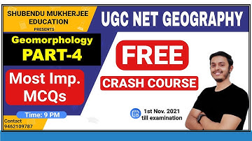 NTA UGC NET Geography FREE Crash Course| Geomorphology part-4| most imp. MCQs by Shubendu Mukherjee
