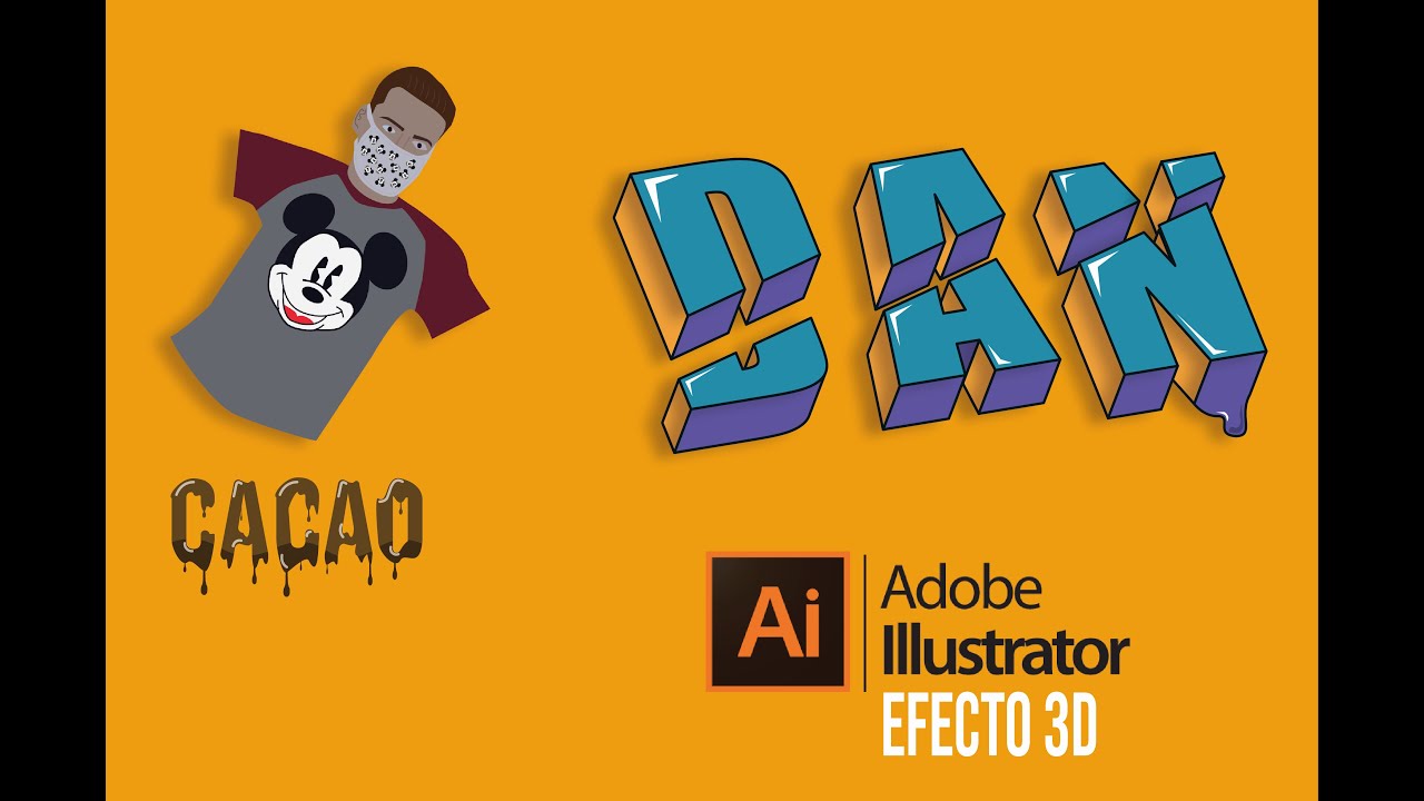 Efectos en Textos con Adobe Illustrator - 3D y corte - YouTube