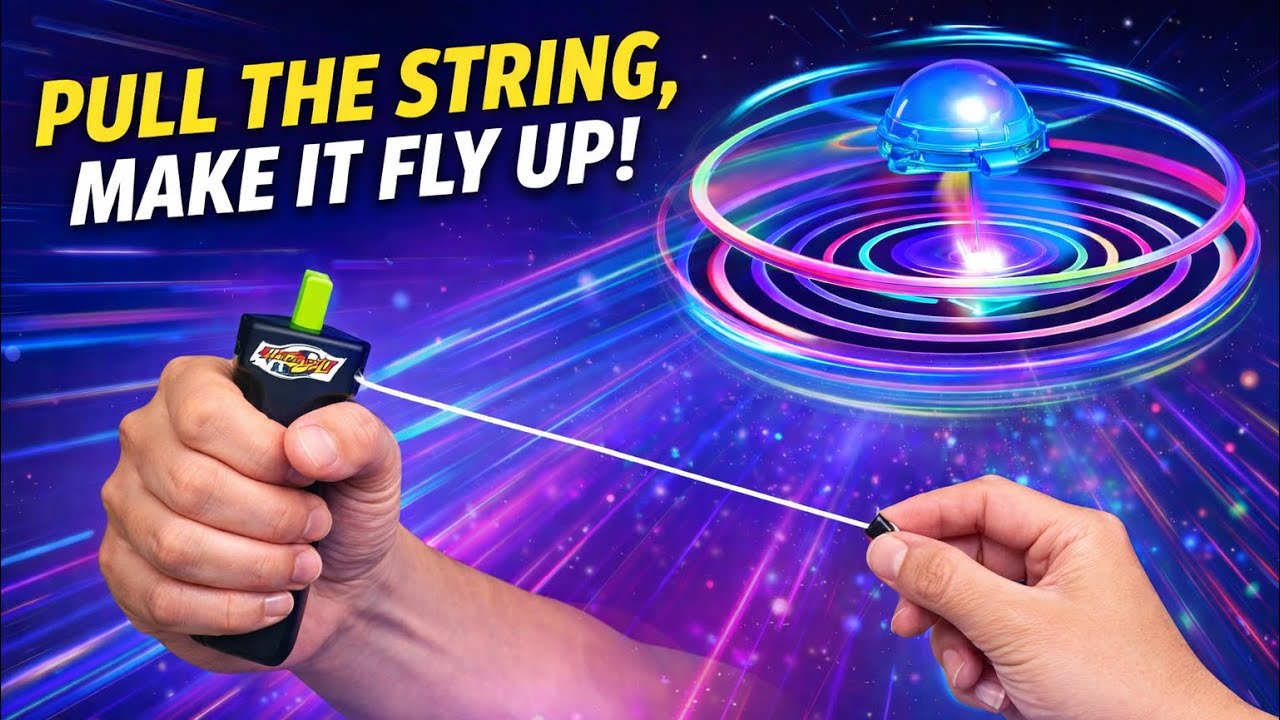 LED Flying Disc Helicopter Toy | Pull String Launcher Spinner That Lights Up the Sky 🚁✨