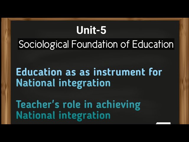 role of education in national integration