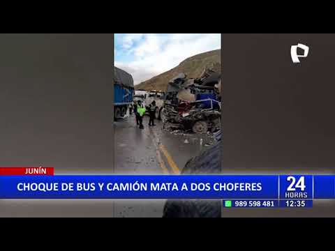 Violento choque entre un bus y un camión deja dos muertos y un herido en La Oroya