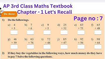 AP Govt 3rd Class Maths Textbook problems || 1. Lets Recall || Page number - 7
