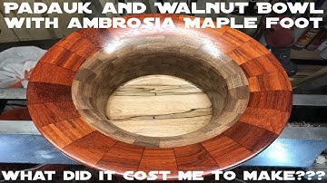 Turning a Big Padauk and Walnut Bowl with Ambrosia Maple foot