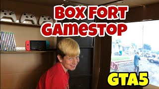 24 HOUR BOX FORT GAMESTOP STORE 📦 Kid Playing GTA 5 INSIDE Box Fort