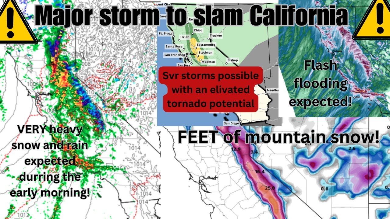 Major storm to slam California tonight with tornadoes possible! - YouTube