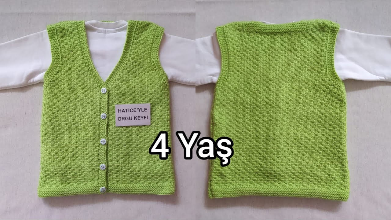 Çıtır Çocuk Yelek Yapımı 4 Yaş Tunus İşi Kolay Basit Kullanışlı Güzel Tek Şiş Bebek Örgü Kazak Tarif
