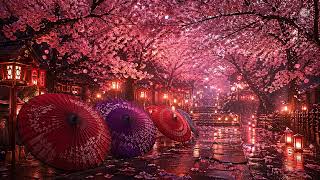 Sakura Umbrella Night 🌸 Japanese Ambient Music for Sleep, Study &amp; Relax