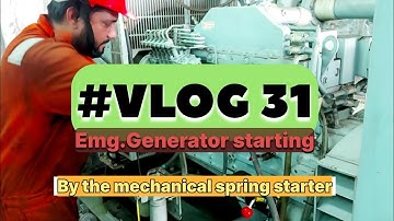 Emergency generator starting procedure||Starting engine by the mechanical spring starter #generator