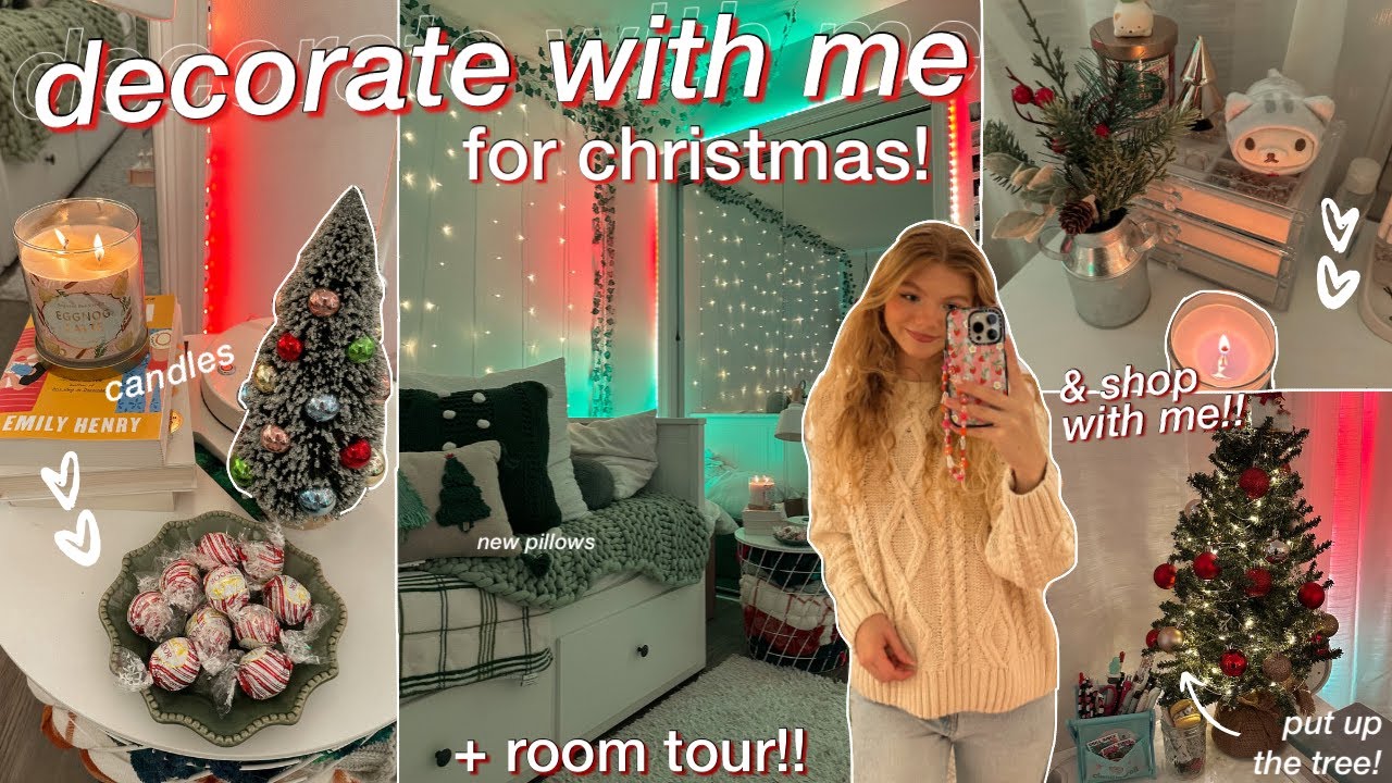 CHRISTMAS ROOM MAKEOVER: decorate & shop with me!! + ROOM TOUR 2022