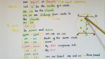 Proof of theorem 10.7-Chords equidistant from the centre of a circle are equal in length.-Ncert
