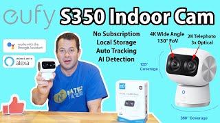 ✅ Indoor Security Camera with AI Tracking  Eufy Indoor Cam S350  Dual Lens  Local Storage