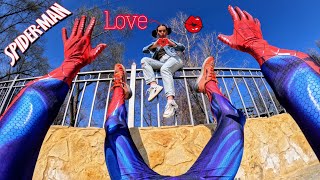 TOP 4 Spider-Man Escaping Beautiful Fitness Girls| Spider-Man Parkour in Real Life Love Romantic