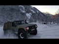 Покатушка в горах по глубокому снегу.  Nissan patrol y60 40" и Toyota Land Cruser 100 33".