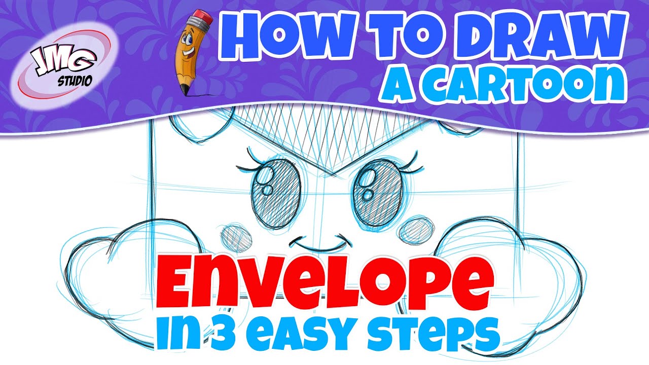 How to draw a cute cartoon Envelope in 3 easy steps with John Marc ...