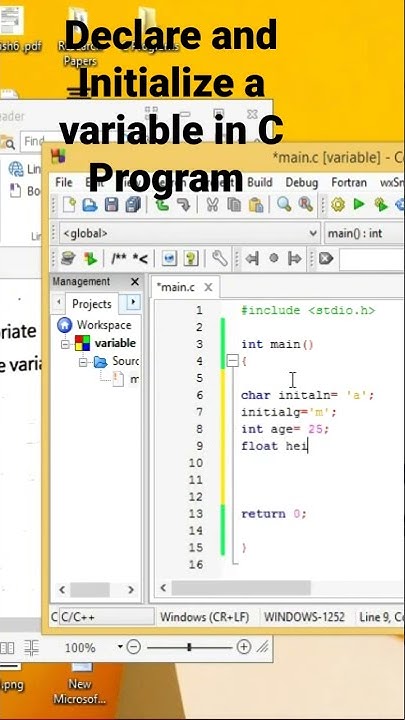 Declare and initialize variables in C language - YouTube