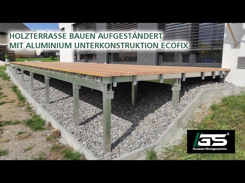 Holzterrasse bauen - aufgeständerte Hochterrasse mit Holzdielen auf Alu Konstruktion - YouTube