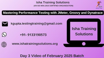 Mastering Performance Testing with JMeter Day3 Video on 20th February 2025. Enroll To+91-9133190573.