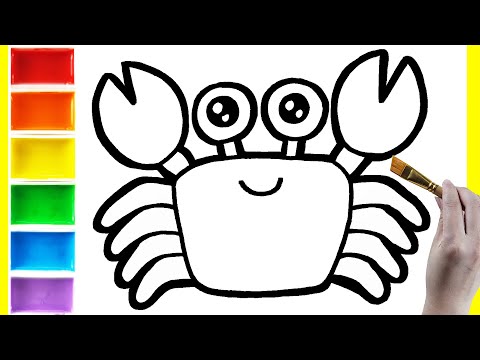 Crab Drawing, Coloring, Painting for Children - Bé Tập Vẽ Con Cua, Tô Màu Cho Bé