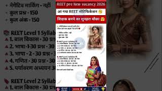 REET Pre Exam 2026 kab hoga || Reet pre syllabus 2026 || Reet pre new vacancy 2026#reetpre2026​​​