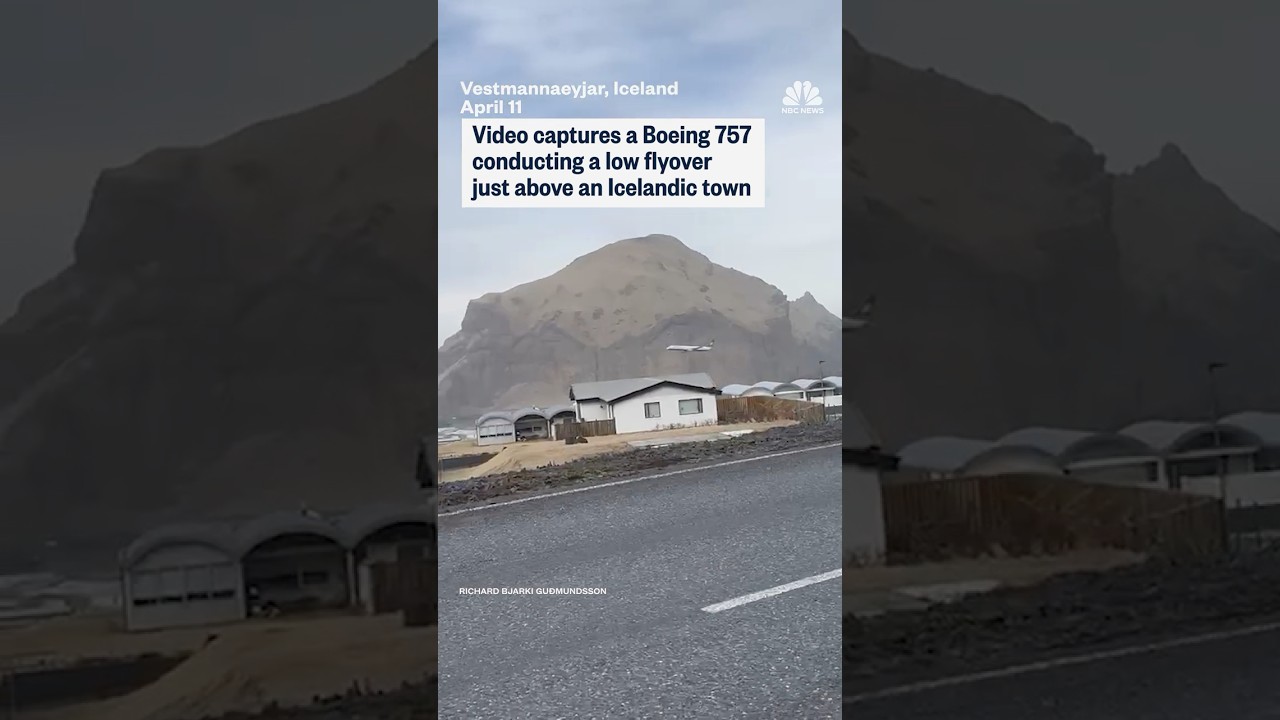 Video captures a Boeing 757 conducting a low flyover just above an Icelandic town