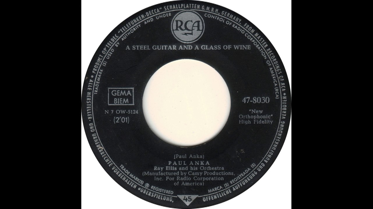 Paul Anka A Steel Guitar And A Glass Of Wine(1962) YouTube