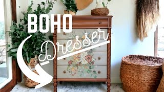 Boho  Dresser Makeover / DIY Vintage Dresser Fall Colors #boho #painting