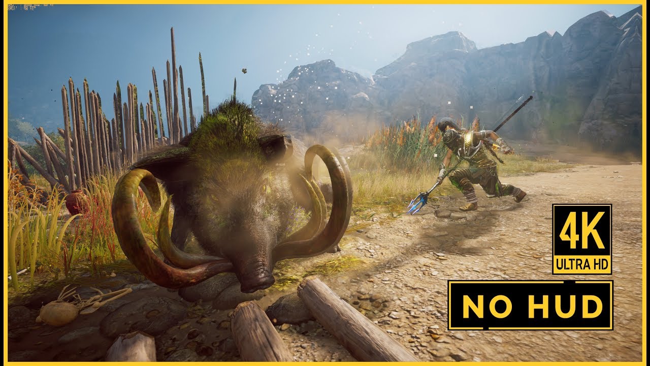 Assassin's Creed Odyssey - Legendary Erymanthian Boar Boss Fight | No HUD & 4K/60fps Gameplay