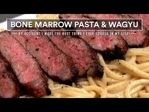 steak-&-pasta!-bone-marrow-pasta-and-grilled-wagyu-mbs7-wow!