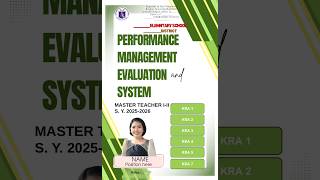 PMES for Teacher 1-3 and Master Teacher 1-2 2025 2026 PERFORMANCE MANAGEMENT and EVALUATION SYSTEM