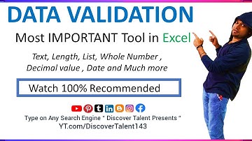 Data Validation Whole Number | Decimal | Drop Down List | Date | Text Length in Microsoft Excel