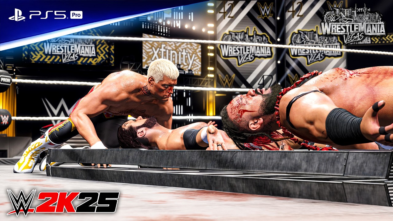 WWE 2K25 - Cody Rhodes vs Jacob Fatu vs Drew Mcintyre | Triple Threat Match at Wrestlemania 42 | 4K