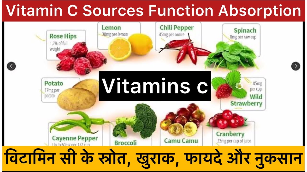 Vitamin C Source Function Storage Require Absorption Metabolism in