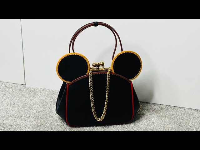 COACH X DISNEY KISSLOCK BAG WITH MICKEY / MINNIE MOUSE EARS BLACK