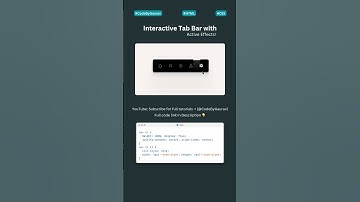 ✨Interactive Tab Bar with Active Effects! 🚀#html #css #webdevelopment  #shorts