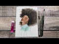 AFRO GIRL WATERCOLOR TUTORIAL and ESCODA BRUSHES REVIEW!!