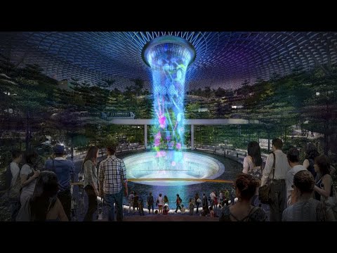 Video: Air Terjun Indoor Tertinggi Di Dunia Di Bandara Moshe Safdie Jewel Changi