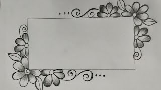 How to draw flower border design | Project design by pencil|A4 sheet/front page design|flower design