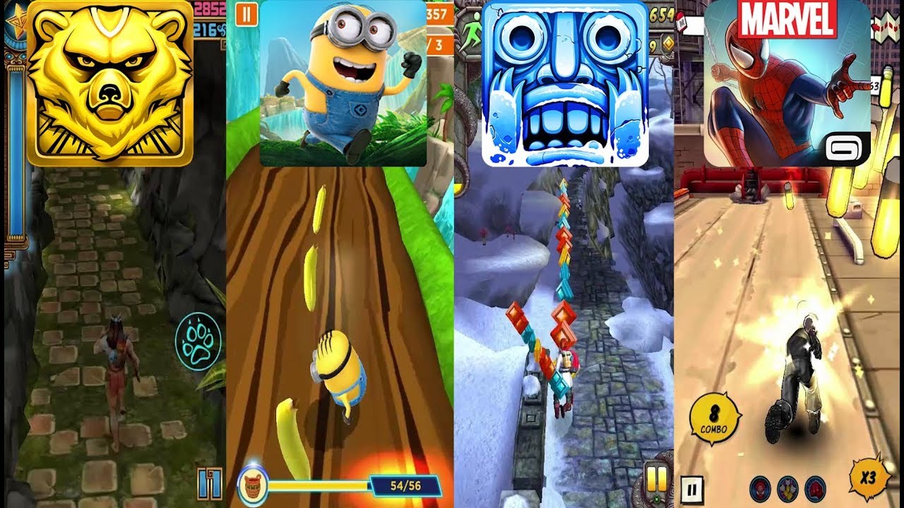 Spirit Run Vs Despicable Me Minion Rush Vs Temple Run 2 Frozen Shadows Vs Spider Man Unlimited #2