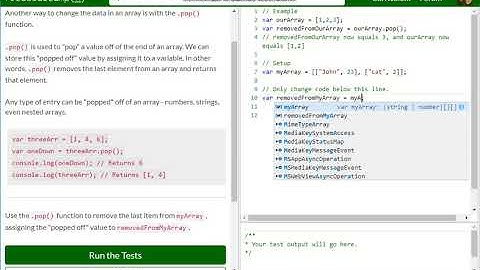 Basic JavaScript Manipulate Arrays With pop free code camp   Dani