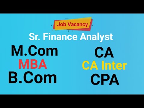 127/21 Sr. Finance Analyst Job For CA, CA Inter, CPA, MBA, Mcom, Bcom | #job #jobs #ca #inter #icai