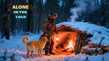 Building a Cozy Cabin in the Snow | Man & Dog Survive -30°C Winter Alone