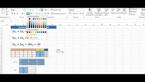 sistema de ecuaciones con excel