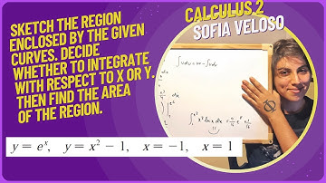 6.1.5 Sketch the region enclosed by given curves. y = e^x, y = x^2 - 1, x = 1, x = -1