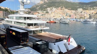 87m FOUNTAINHEAD $130M Yacht  of Eddie Lampert docks in Monaco before the Formula 1 Grand Prix 2024