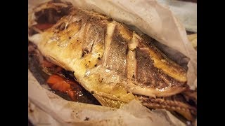 Maliputo Na Binalot Sa Papel At Niluto Sa Oven Oven-Cooked Trevally