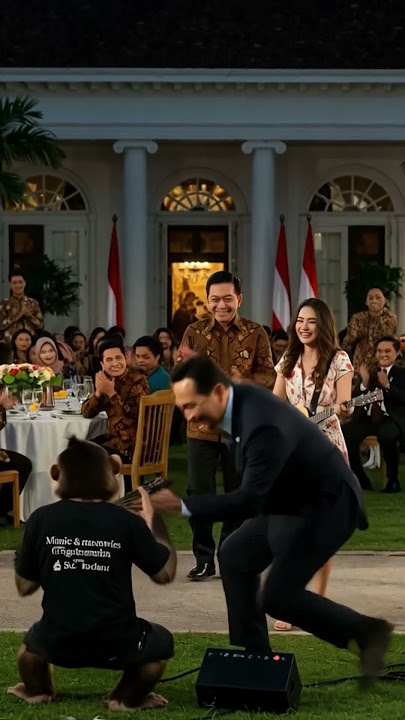 Funny Monkey Plays Guitar at Presidential Palace Dinner #monkey  #monkeycute #prabowo