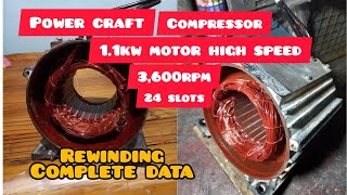 Rewind motor 1.1kw 3,600rpm power craft conpressor@dodznb238#09075850994
